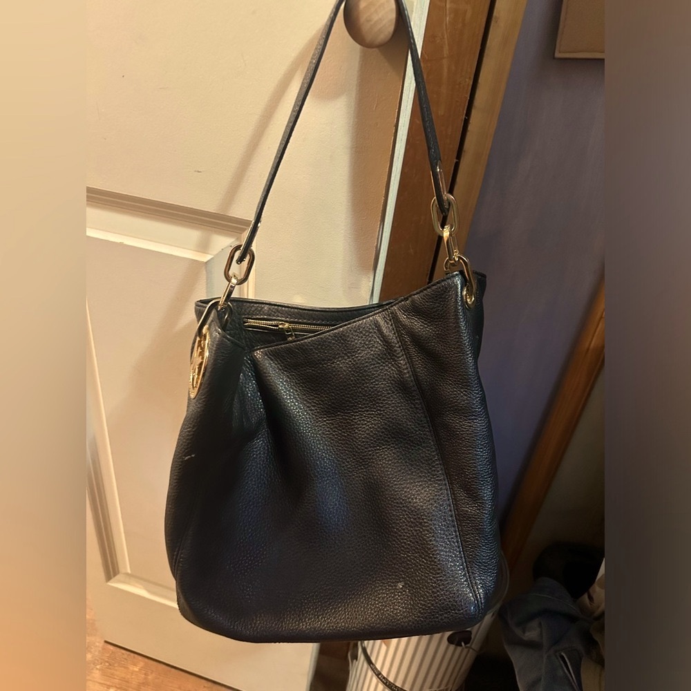 Michael Kors black leather shoulder bag